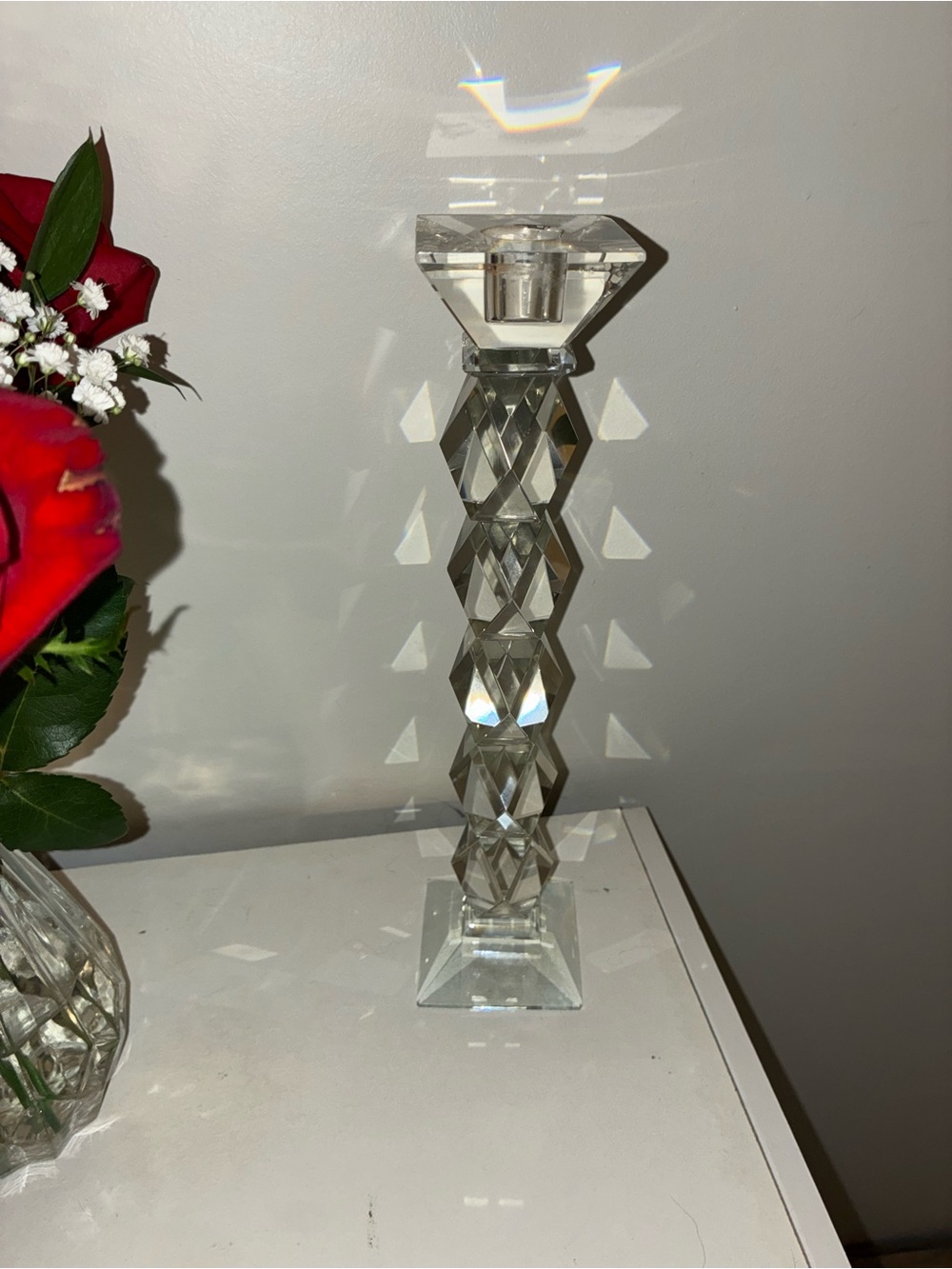 Crystal Glass Clear Chic Prism Candle Holder